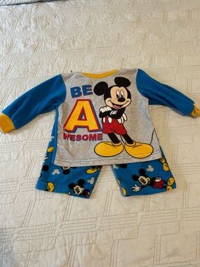 Disney Mickey Mouse Blue, Gray & Yellow Kids Pajama Set